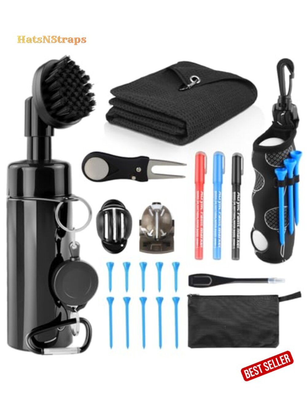 21 Pc Golf Essentials Cleaning Kit Brush Towel Ball Bag Tees Divot Tool Men